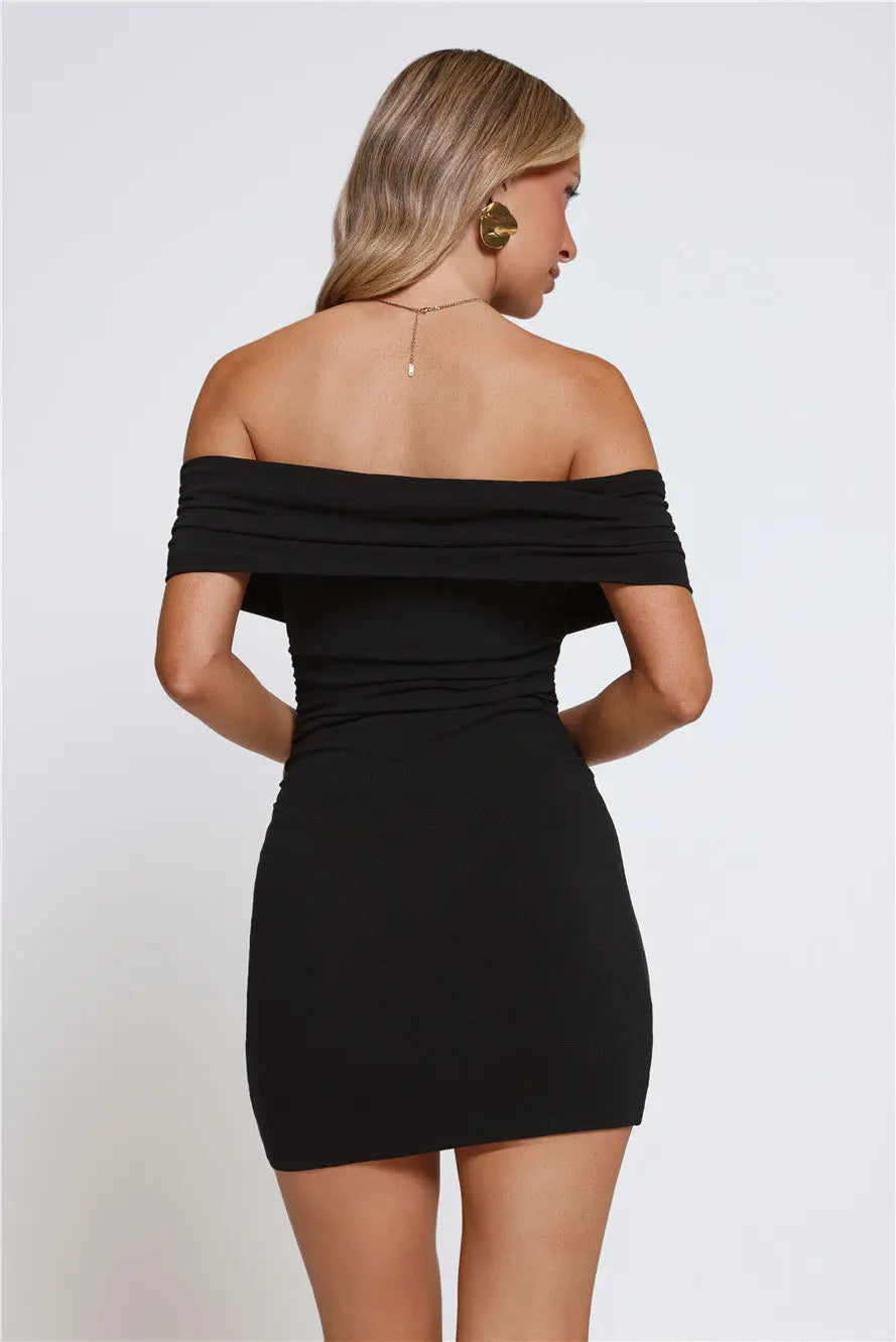 Everyday Guest Off Shoulder Mini Dress Black