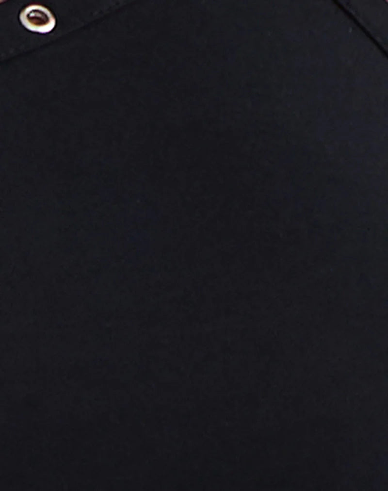 Ishikawa Asymmetrical Maxi Dress with Eyelets in Black