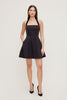 Amaya Satin Halter Mini Dress-Black