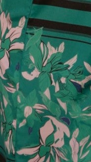 Vallerie Button Up Shirt - Green/Pink Print