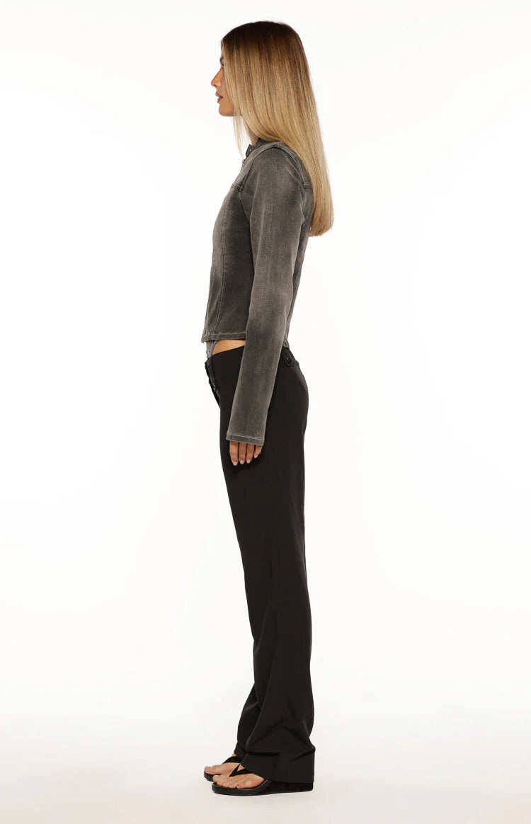 Corey Black Washed Denim Biker Jacket