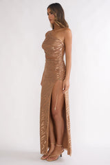 Kyma One-Shoulder Cut-Out Maxi Dress Mocha