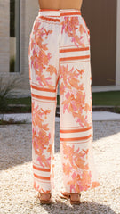 Valene Pants - Orange/White Print