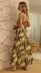 Marcel Maxi Dress - Brown/Green Palm