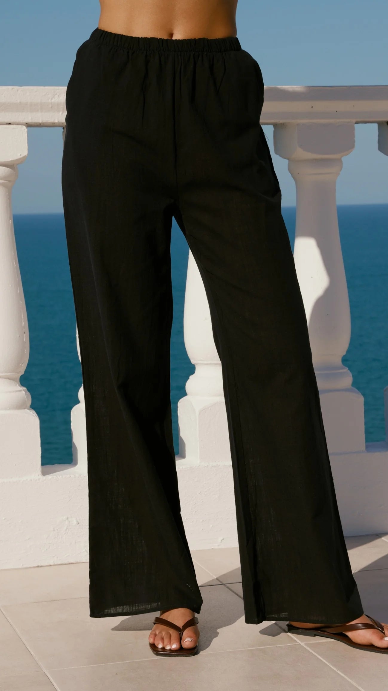 Clover Halter Top and Pants Set - Black