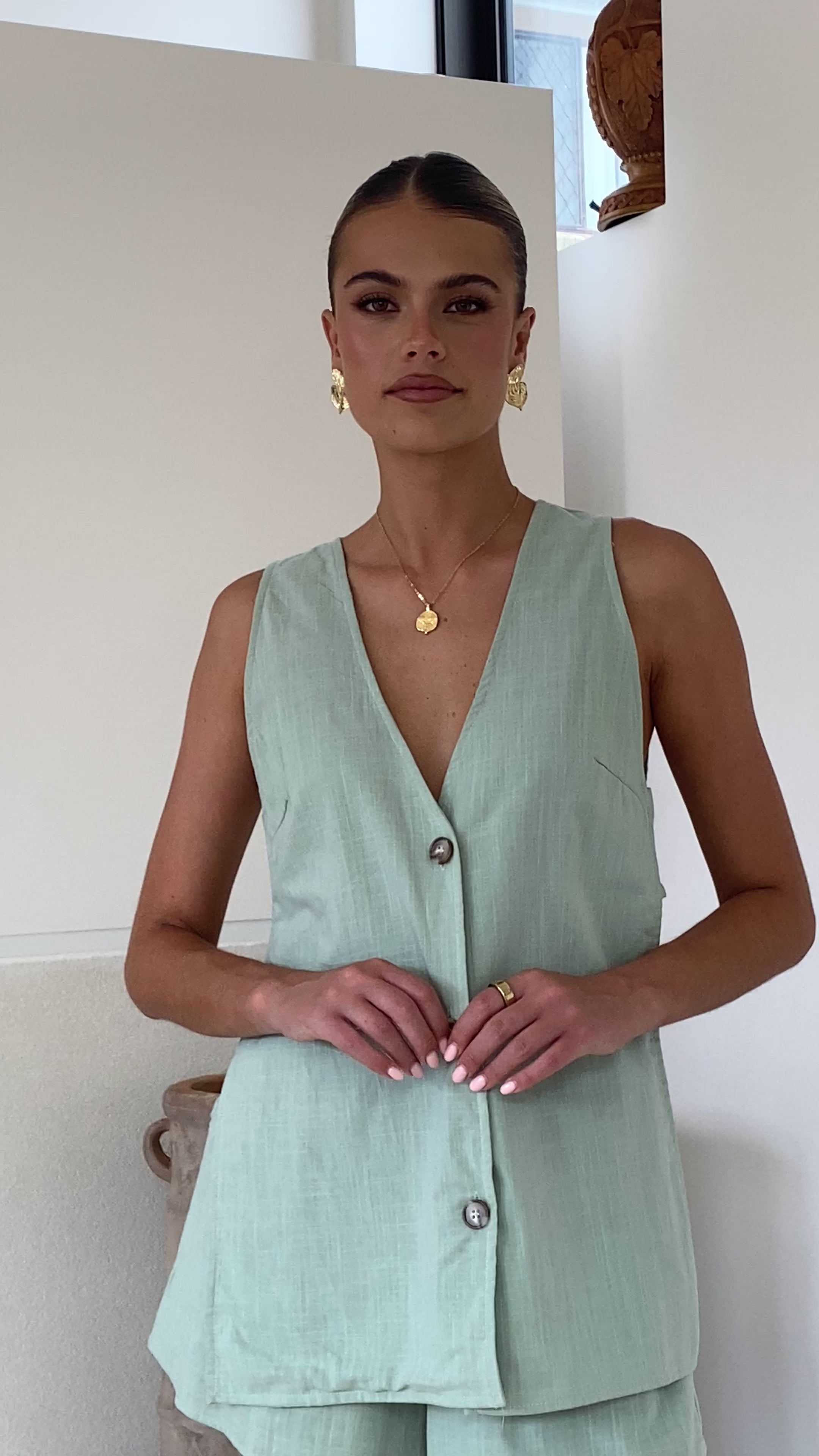 Hayley Vest and Shorts Set - Sage