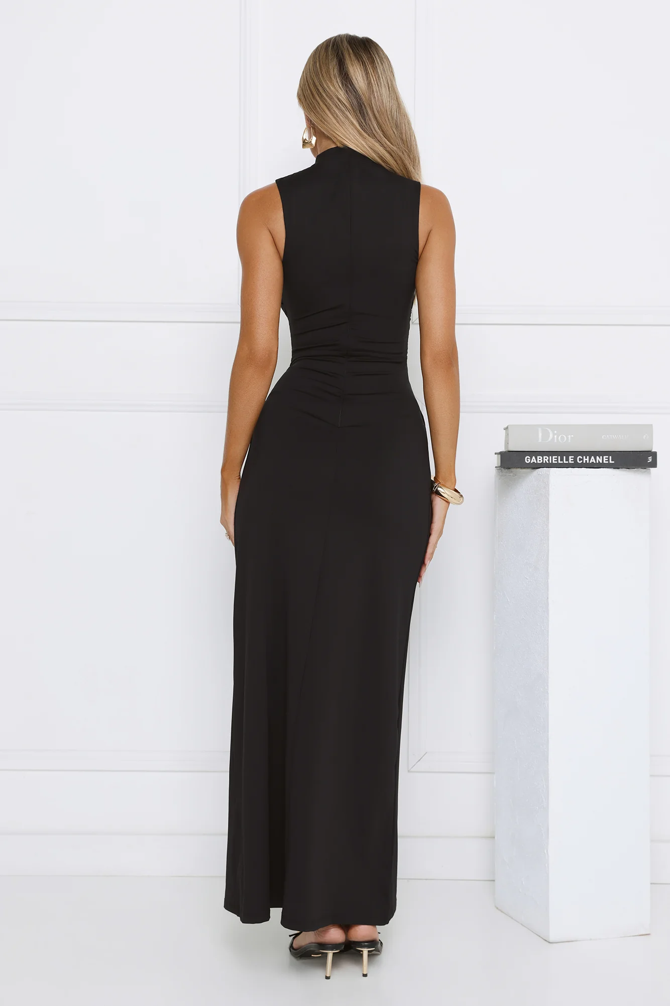 Radiant Petal Maxi Dress Black
