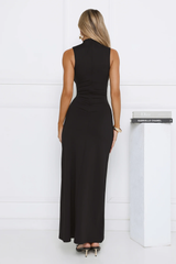 Radiant Petal Maxi Dress Black