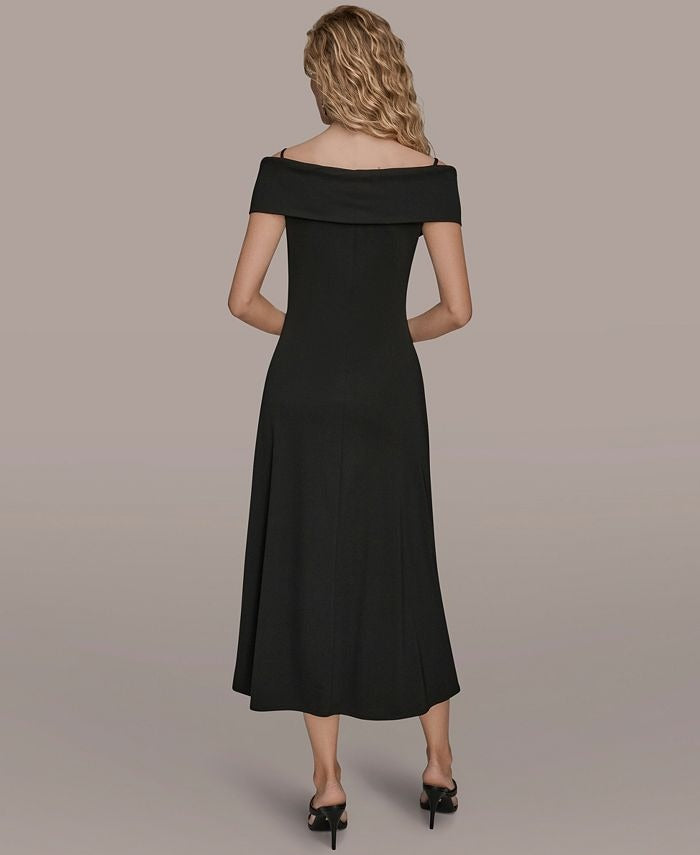 Donna Karan New York Women's Criss-Cross Off-Shoulder Dress