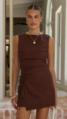 Arwen Mini Dress - Chocolate