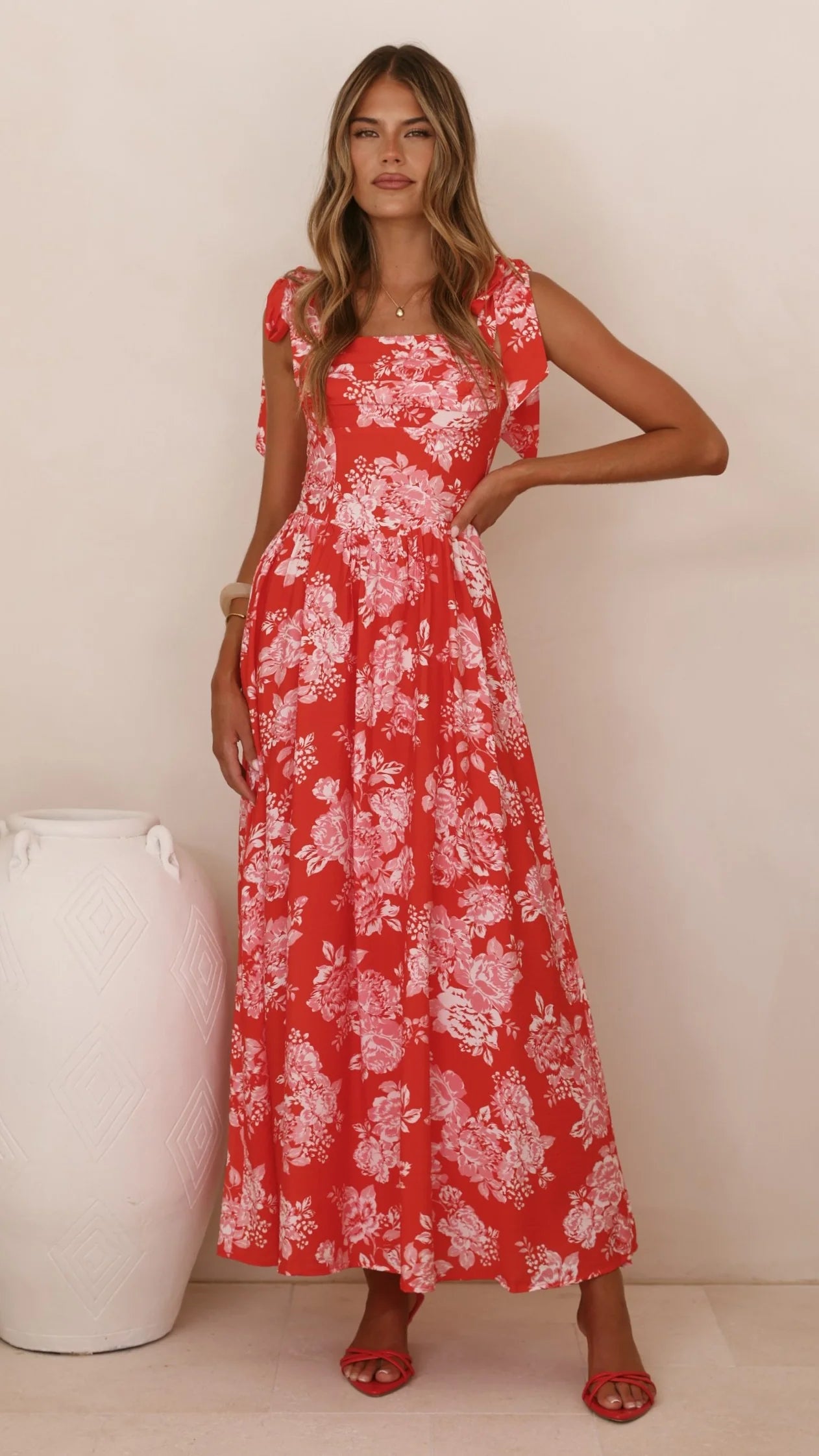 Haisley Maxi Dress - Red Floral