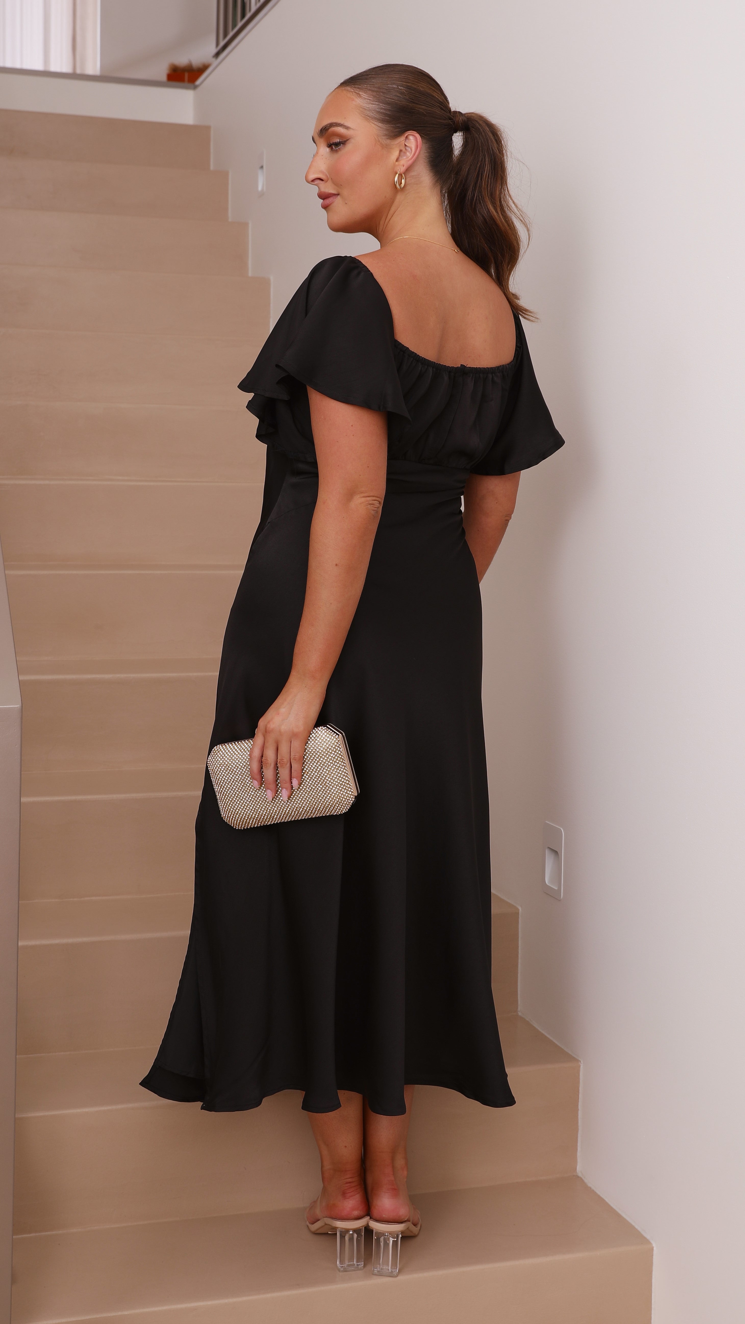 Louisa Midi Dress - Black