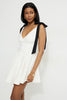 Eloise Bow Strap Mini Dress-Sea Salt Off White / Jet Black