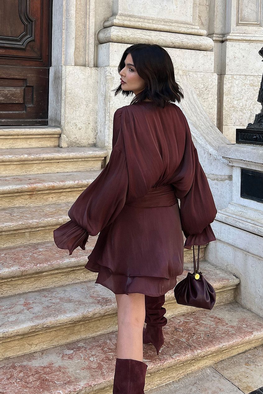 Ruched Waist Ruffle Mini Dress