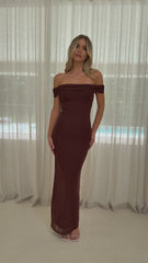 Darcey Off Shoulder Maxi Dress - Brown