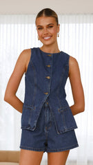 Cairo Denim Vest - Dark Mid