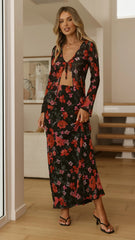 Brianna Open Tie Top - Dark Floral