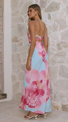Scarlet Maxi Dress - Blue/Pink Floral