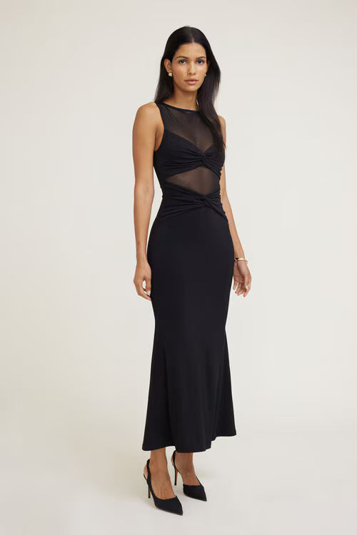 Sculpt Twisted Maxi Dress-Jet Black