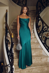 Brilliant Belle Satin Maxi Dress Green