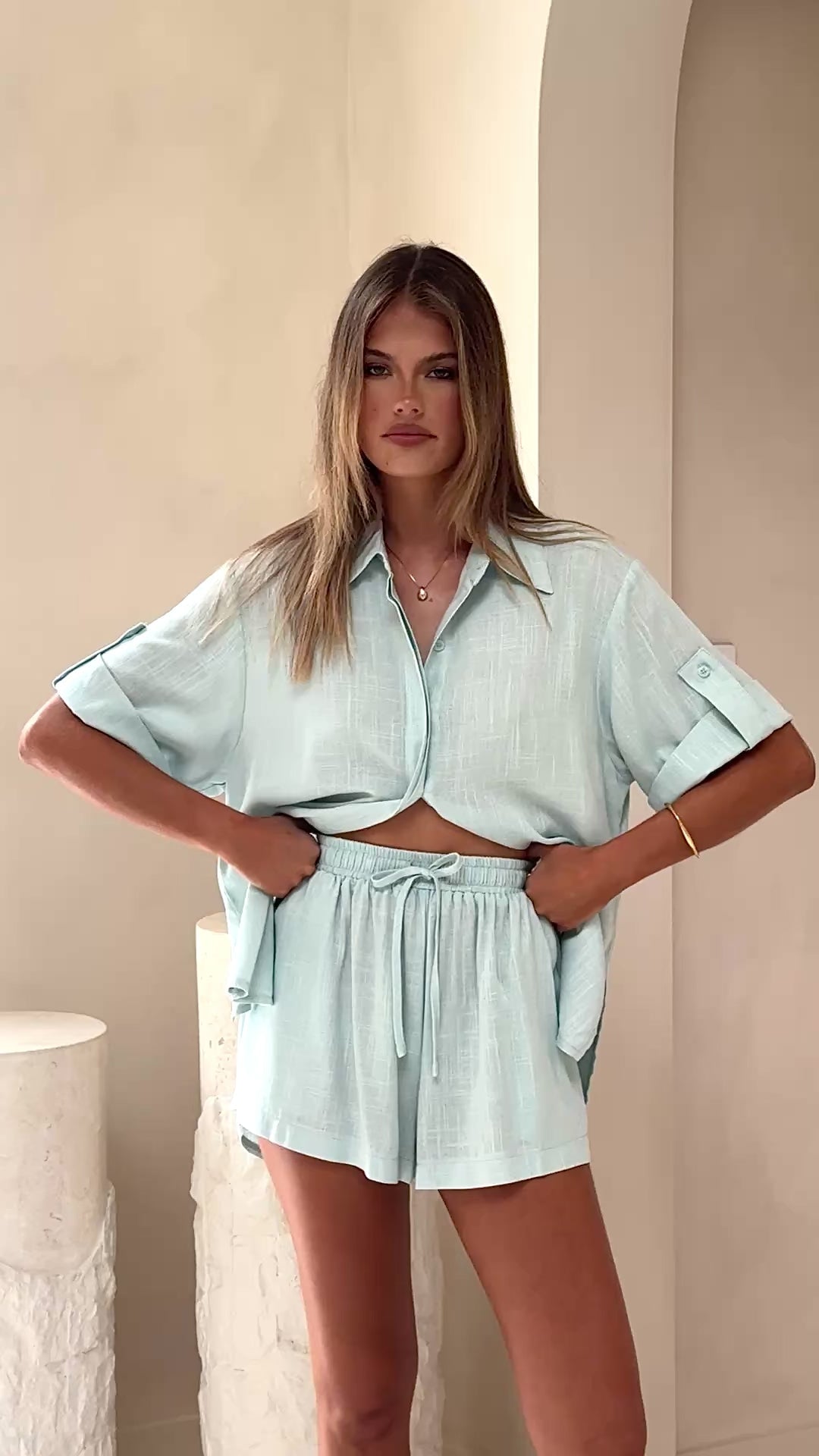 Vallerie Button Up Shirt - Sky Blue