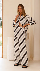 Torrey Button Up Long Sleeve Shirt - Black/Cream