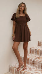 Molly Linen Mini Dress - Chocolate