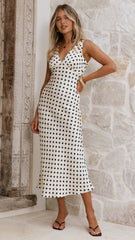 Daphne Maxi Dress - Cream Polka