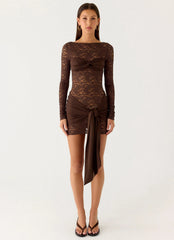 Consie Long Sleeve Mini Dress - Chocolate