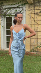 Yasmeen Tie Front Maxi Dress - Blue