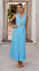 Wesley Halter Neck Maxi Dress - Blue