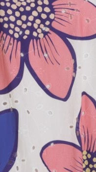 Norah Eyelet Maxi Dress - Botanic Blue/Pink Print