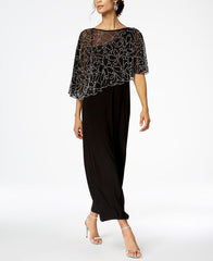 MSK Women's Boat-Neck Embellished-Cape Jersey-Knit Gow