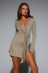 Aurora Luxe Long Sleeve Mini Dress Gold