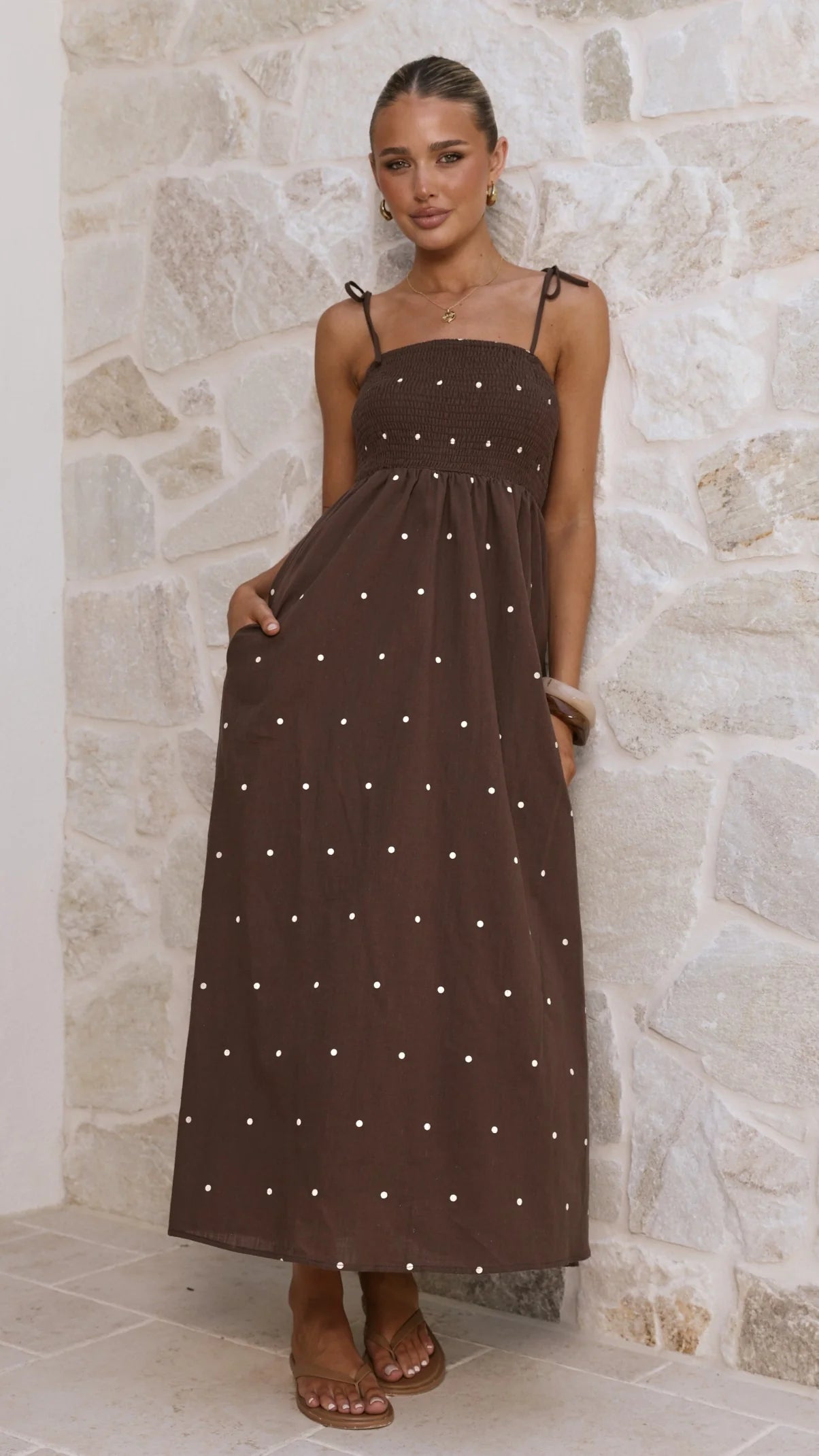 Tammy Maxi Dress - Chocolate Polka