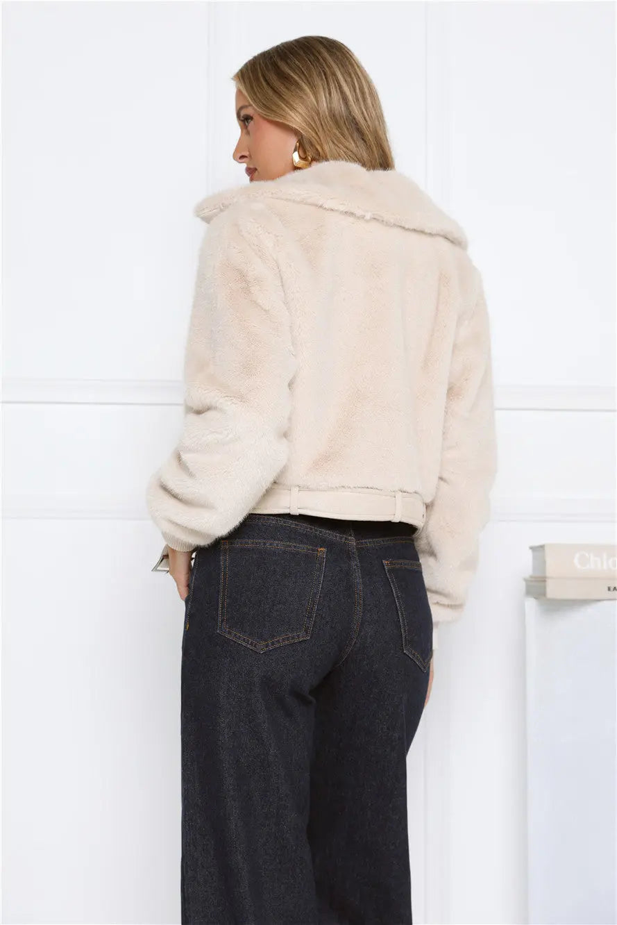 Plush Princess Faux Fur Jacket Cream