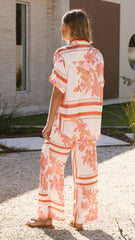 Valene Pants - Orange/White Print