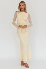 Luna Love Long Sleeve Mesh Maxi Dress Cream