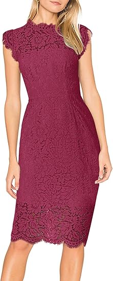 MEROKEETY Sleeveless Lace Floral Elegant Cocktail Dress