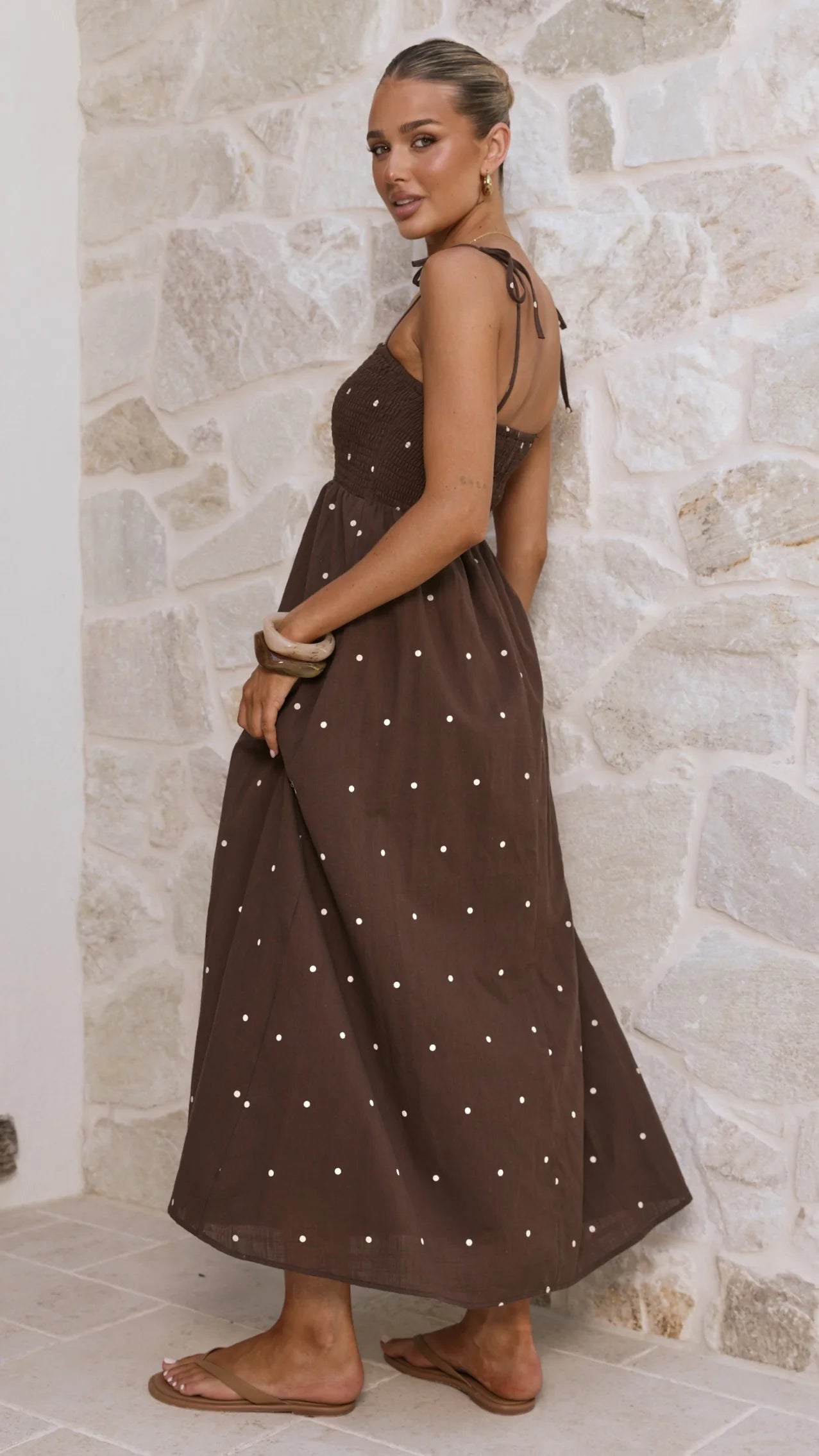 Tammy Maxi Dress - Chocolate Polka