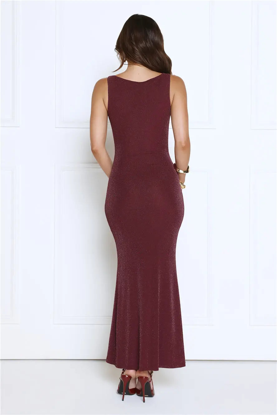 Mariner's Glow Glitter Maxi Dress Plum