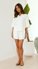 Edita Button Up Top - White