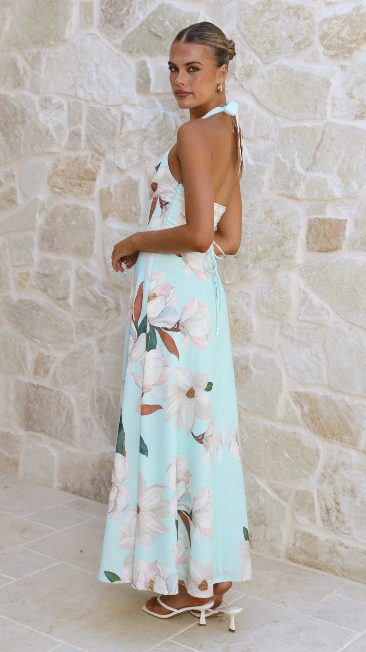 Skye Maxi Dress - Aqua/White Floral
