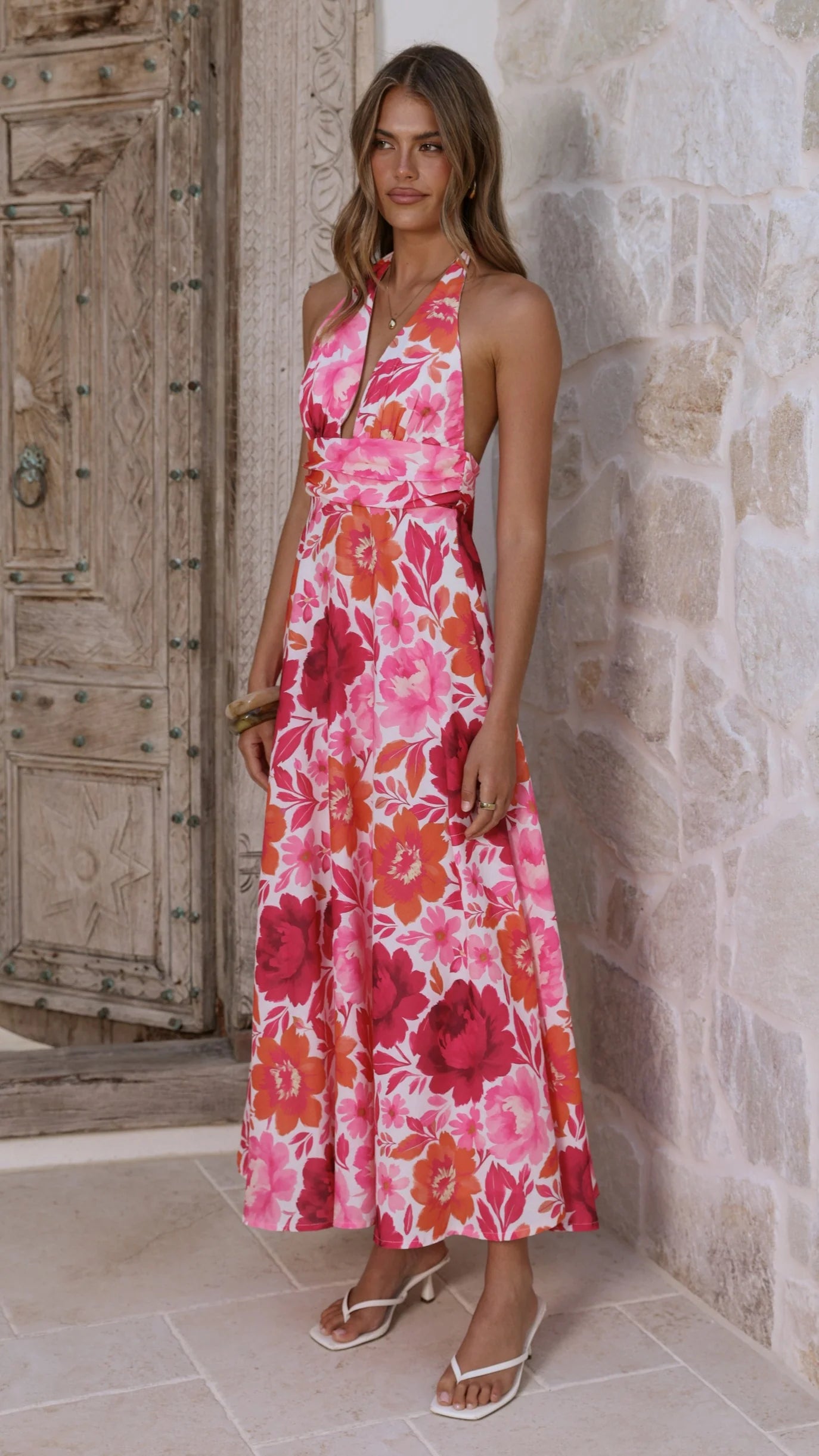 Anara Maxi Dress - Pink Floral