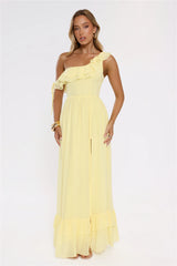 Diamond Horizon Off Shoulder Maxi Dress Lemon