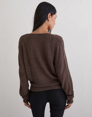 Saroya Plunge Wrap Top in Knit Dark Chocolate