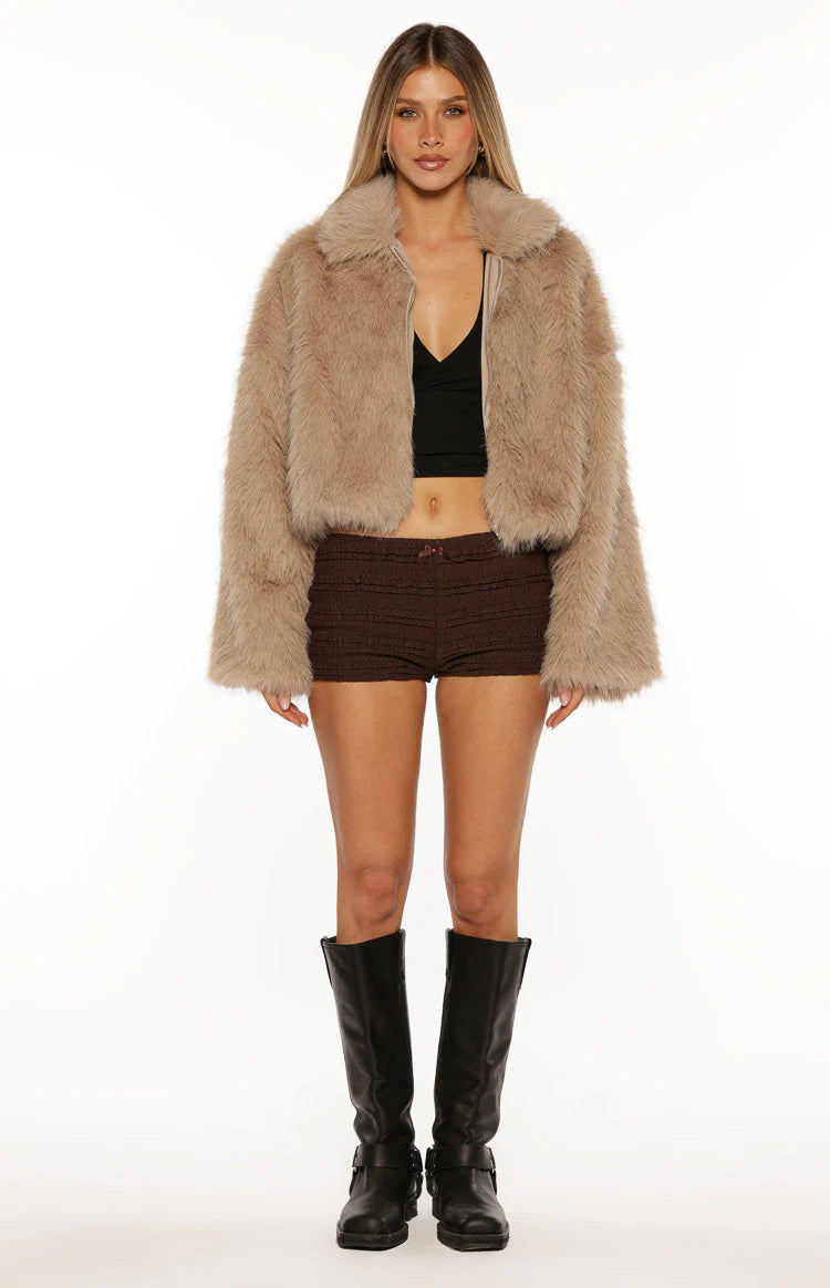 Nero Light Brown Faux Fur Jacket