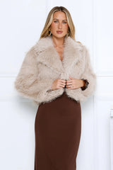 Night Spark Faux Fur Coat Beige