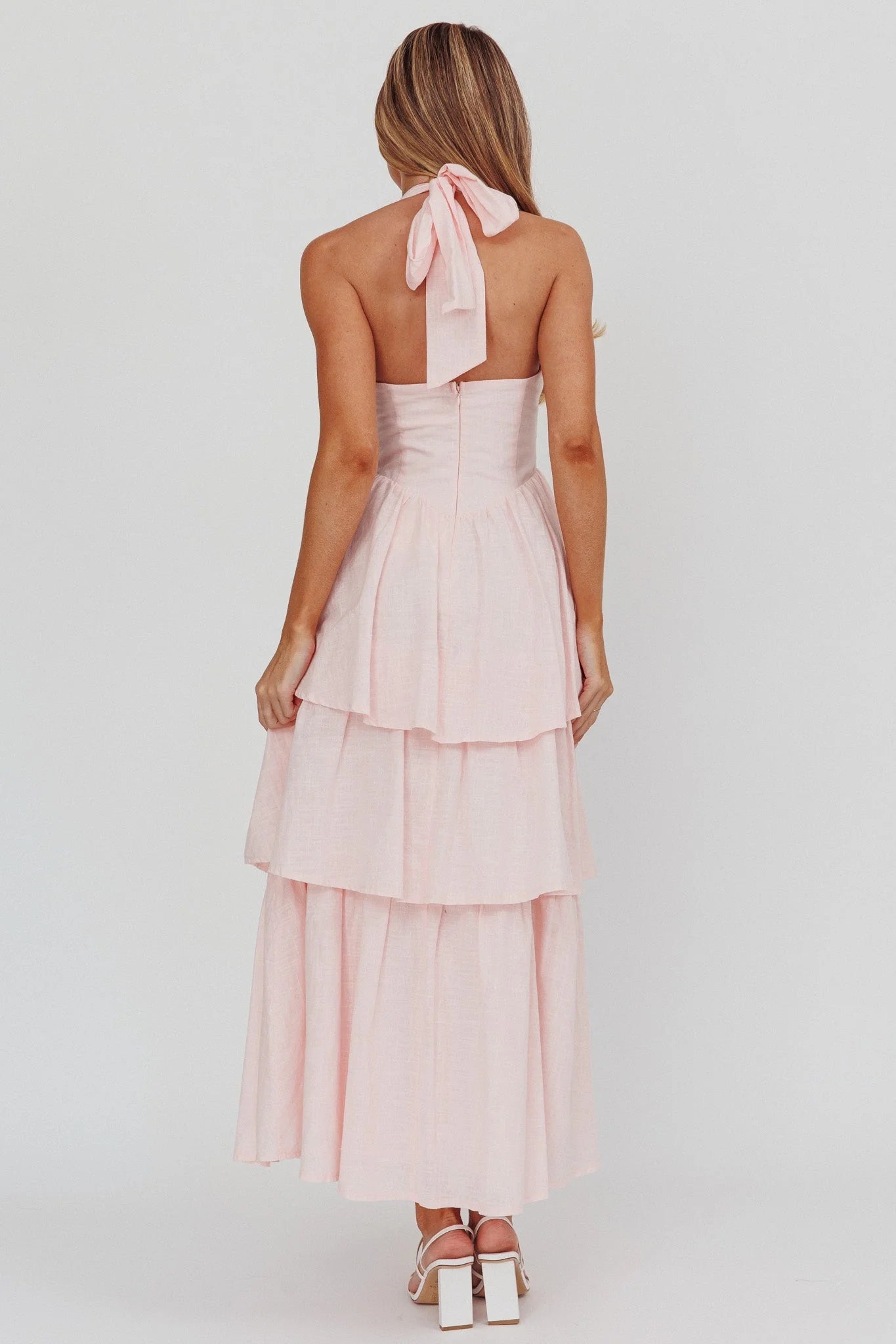Shaya Tiered Ruffle Maxi Dress Pink