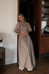 Cotton Puff Sleeve Maxi Dress